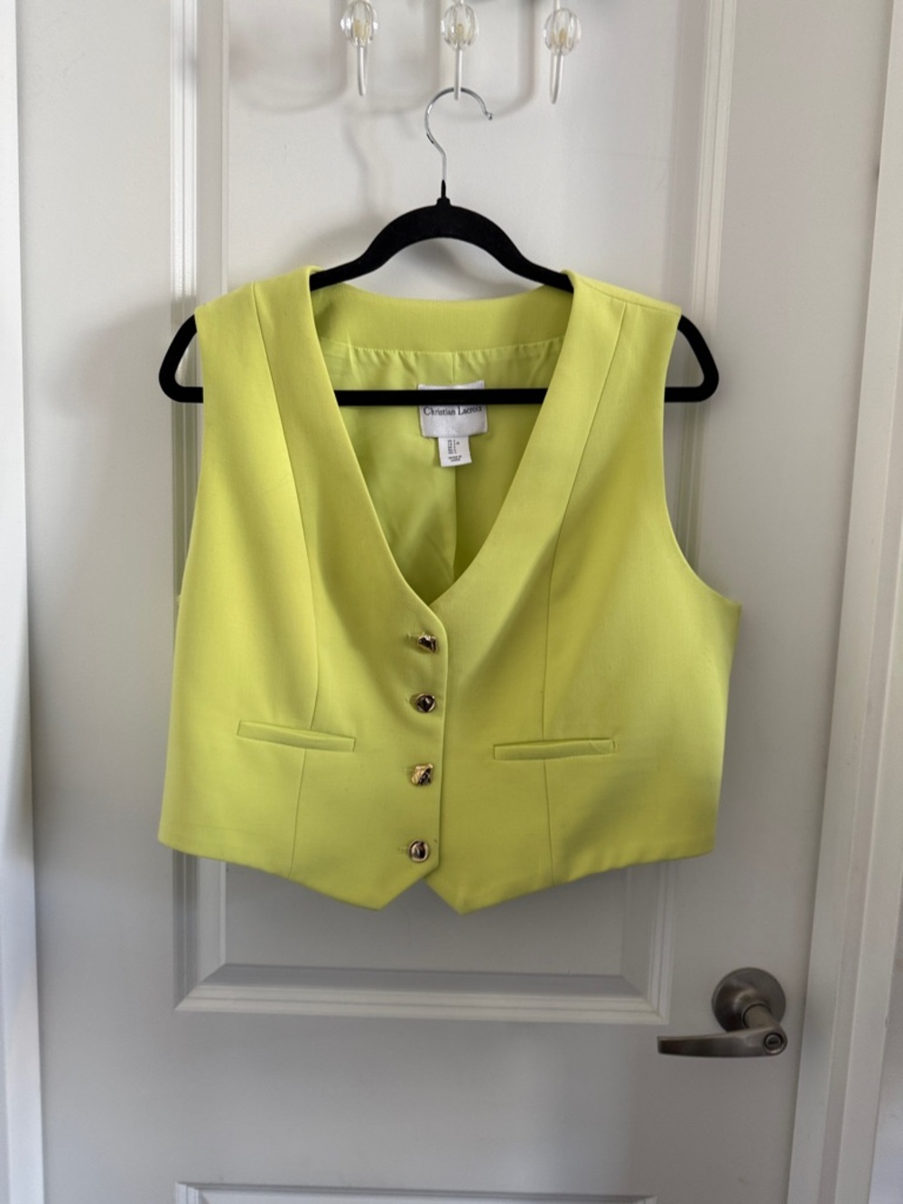 Christian Lacroix Lime /Yellow Tailored Vest with Gold Buttons Sz Lrg